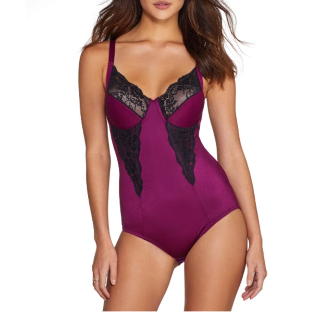 Maidenform Lace Trim Firm Control Body Shaper 1456 Women 42D Burgundy Plum